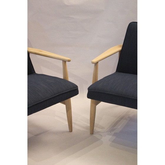 Image 1 of Fauteuils vintage en tissu bleu de M. Zieliński, 1960