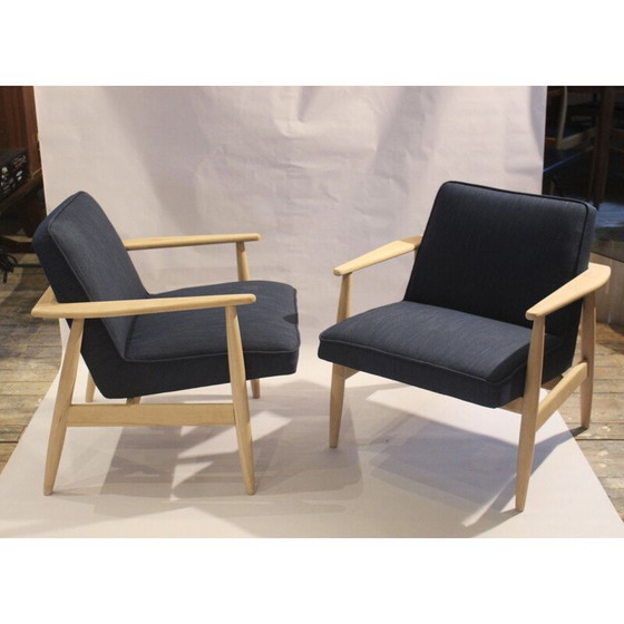 Image 1 of Fauteuils vintage en tissu bleu de M. Zieliński, 1960