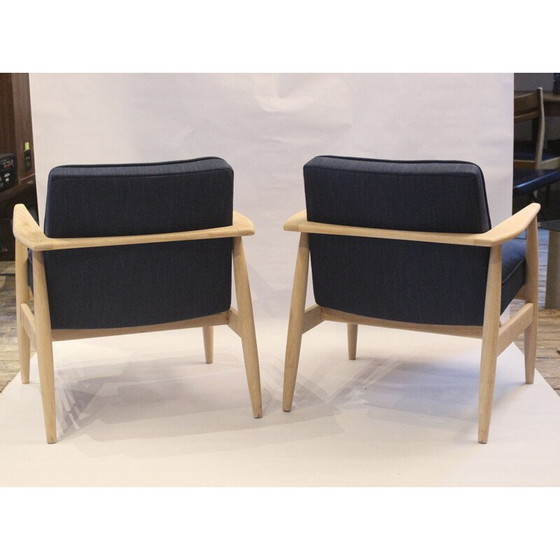 Image 1 of Fauteuils vintage en tissu bleu de M. Zieliński, 1960