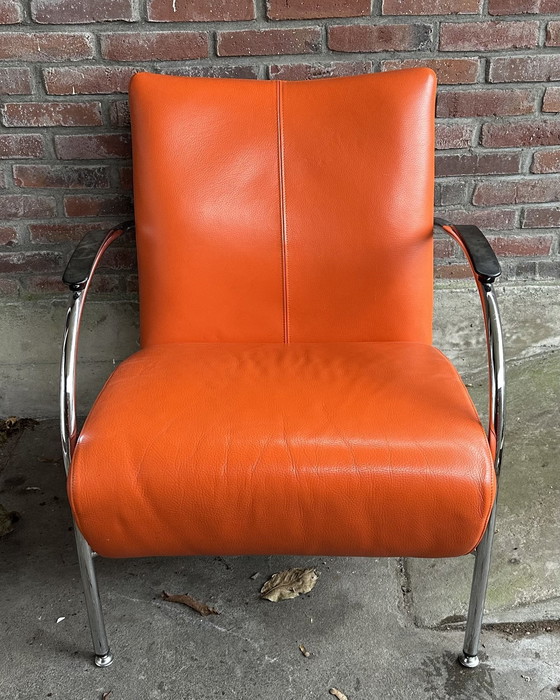 Image 1 of Fauteuil design orange Structure tubulaire moderne