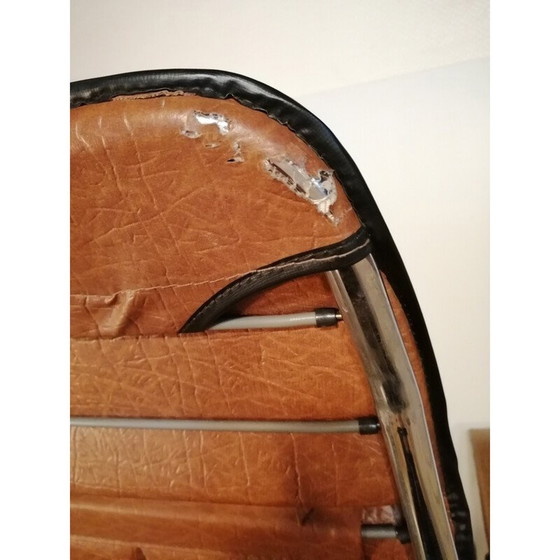 Image 1 of Fauteuil pliant vintage en skaï brun par Maule Marga, Italie 1970