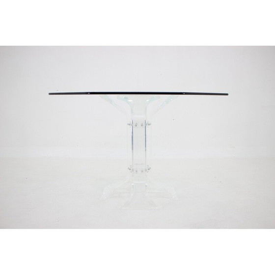 Image 1 of Table de salle à manger vintage en lucite avec plateau en verre, 1970
