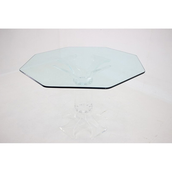 Image 1 of Table de salle à manger vintage en lucite avec plateau en verre, 1970