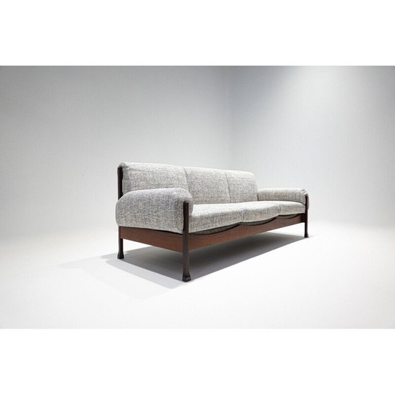 Image 1 of Ensemble de salon italien du milieu du siècle en bois et tissu, années 1960