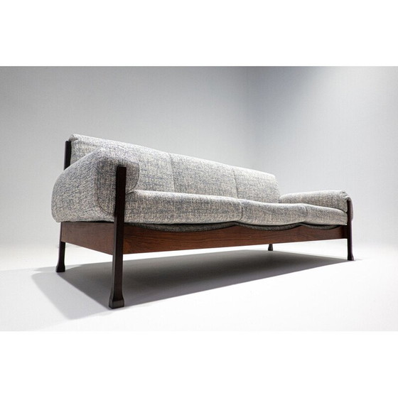 Image 1 of Ensemble de salon italien du milieu du siècle en bois et tissu, années 1960