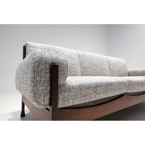 Image 1 of Ensemble de salon italien du milieu du siècle en bois et tissu, années 1960