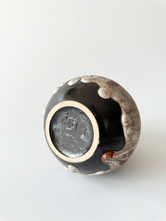 Image 1 of Ruscha Keramik 861-1 Vase Fat Lava, émail mousse, brun, beige, West Germany, Wgp, Mid Century, 1960Er