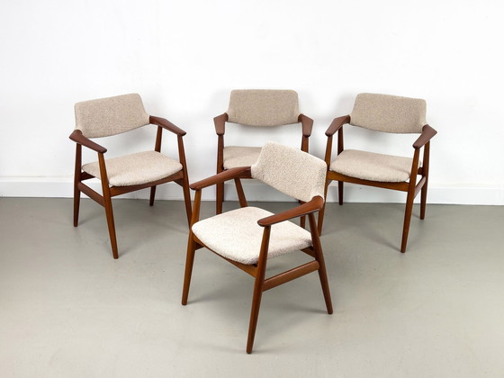 Image 1 of Set Of 4 Teak And Bouclé Gm-11 Armchairs By Svend Aage Eriksen For Glostrup, 1960S