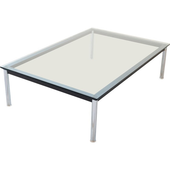 Image 1 of Table basse vintage LC10 en acier chromé et verre trempé par Le Corbusier et Pierre Janneret pour Cassina, Italie 1970