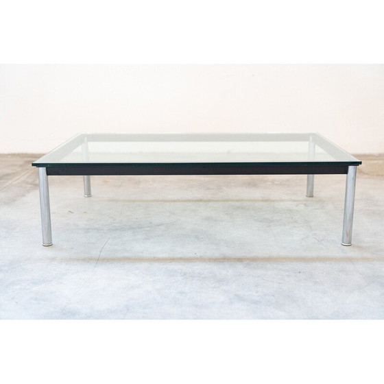 Image 1 of Table basse vintage LC10 en acier chromé et verre trempé par Le Corbusier et Pierre Janneret pour Cassina, Italie 1970