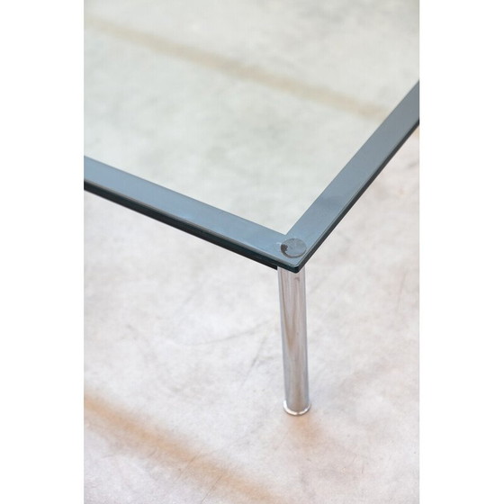 Image 1 of Table basse vintage LC10 en acier chromé et verre trempé par Le Corbusier et Pierre Janneret pour Cassina, Italie 1970