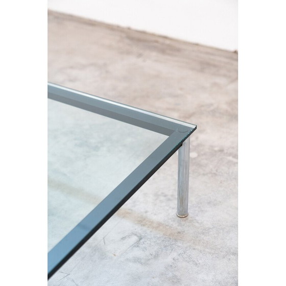 Image 1 of Table basse vintage LC10 en acier chromé et verre trempé par Le Corbusier et Pierre Janneret pour Cassina, Italie 1970