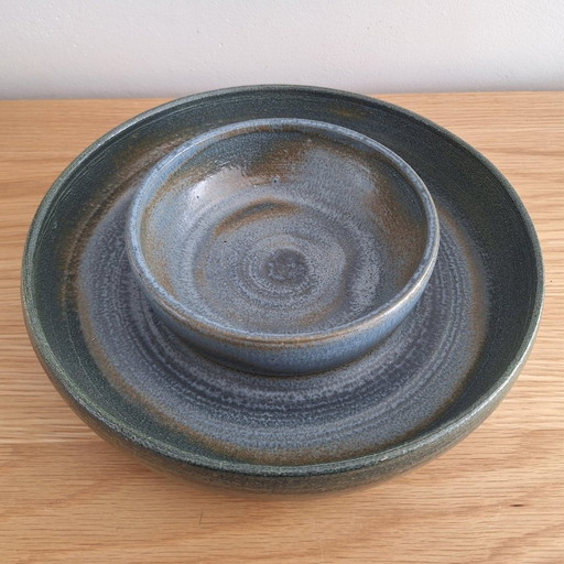 Bol de service 1970S, poterie artisanale