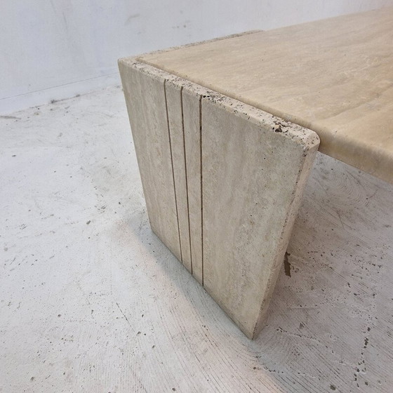 Image 1 of Table basse vintage en travertin, Italie 1980