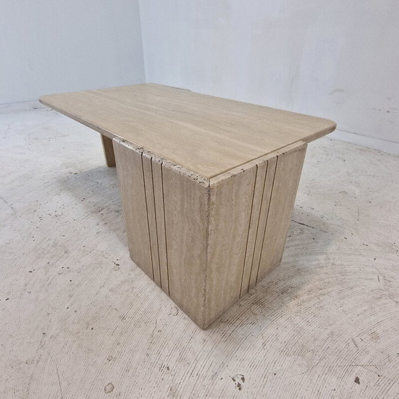 Image 1 of Table basse vintage en travertin, Italie 1980