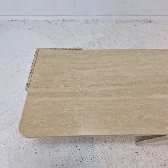 Image 1 of Table basse vintage en travertin, Italie 1980