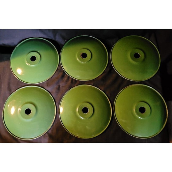 Image 1 of Ensemble de 6 lampes suspendues en tôle émaillée, 1930