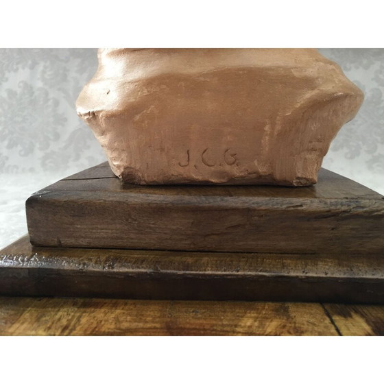 Image 1 of Sculpture vintage en terre cuite "Visage de femme", années 1950