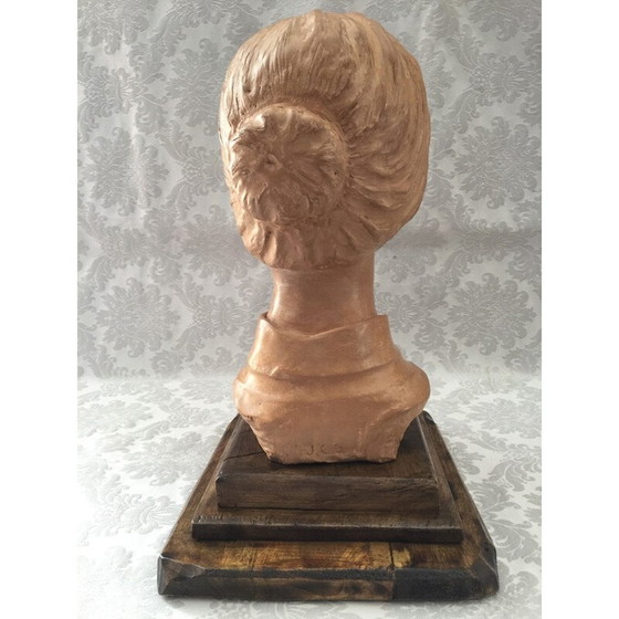 Image 1 of Sculpture vintage en terre cuite "Visage de femme", années 1950