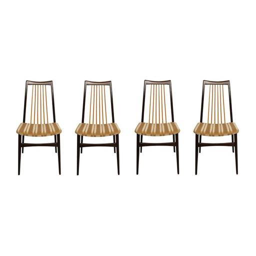 Ensemble de 4 chaises de salle à manger vintage en bois massif, années 1950
