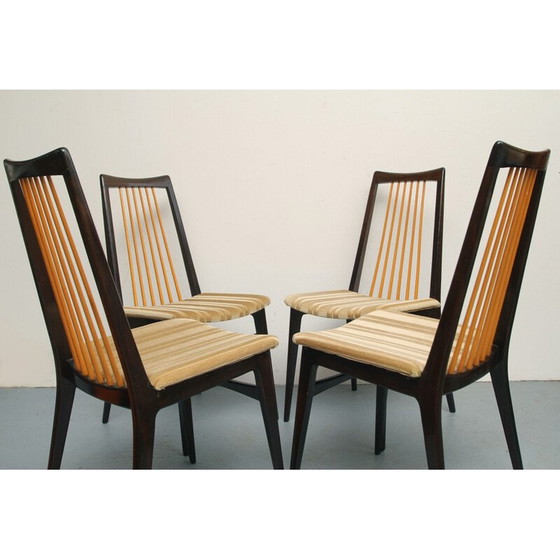 Image 1 of Ensemble de 4 chaises de salle à manger vintage en bois massif, années 1950