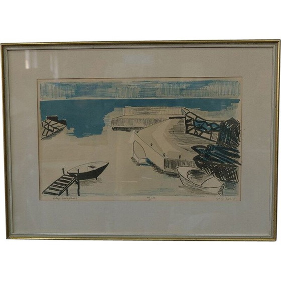 Image 1 of Lithographie moderne vintage d'Allan Erwö, Suède 1964