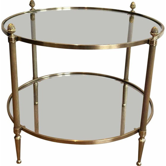 Image 1 of Table basse ronde vintage en laiton pour Maison Baguès, France 1940