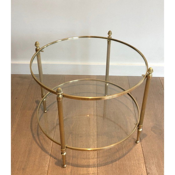 Image 1 of Table basse ronde vintage en laiton pour Maison Baguès, France 1940