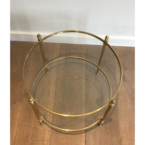 Image 1 of Table basse ronde vintage en laiton pour Maison Baguès, France 1940