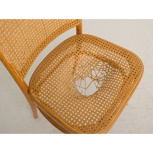 Chaise vintage en hêtre et en rotin