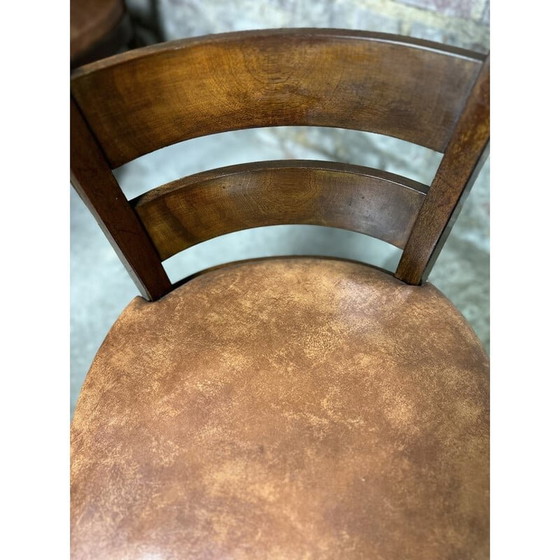 Image 1 of Ensemble de 6 chaises vintage en acajou et skaï, 1940