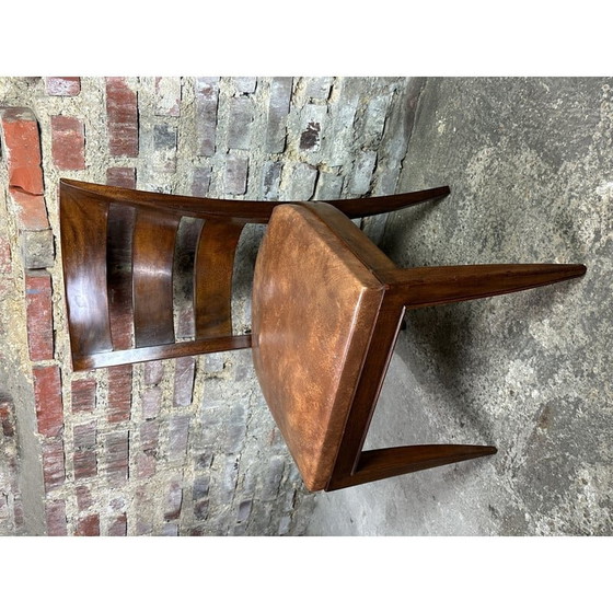 Image 1 of Ensemble de 6 chaises vintage en acajou et skaï, 1940