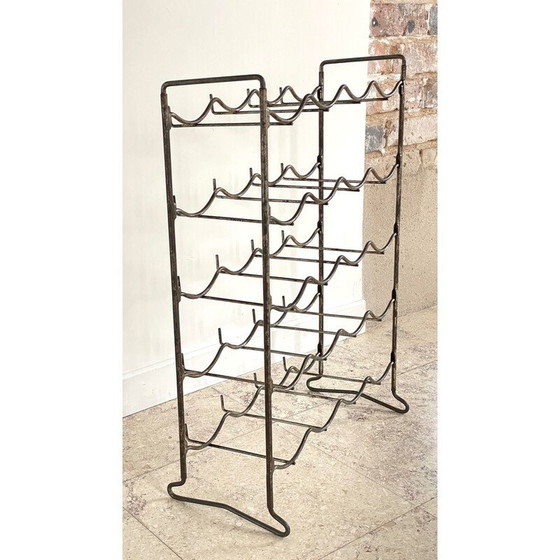 Image 1 of Porte-bouteilles vintage en acier patiné, 1950