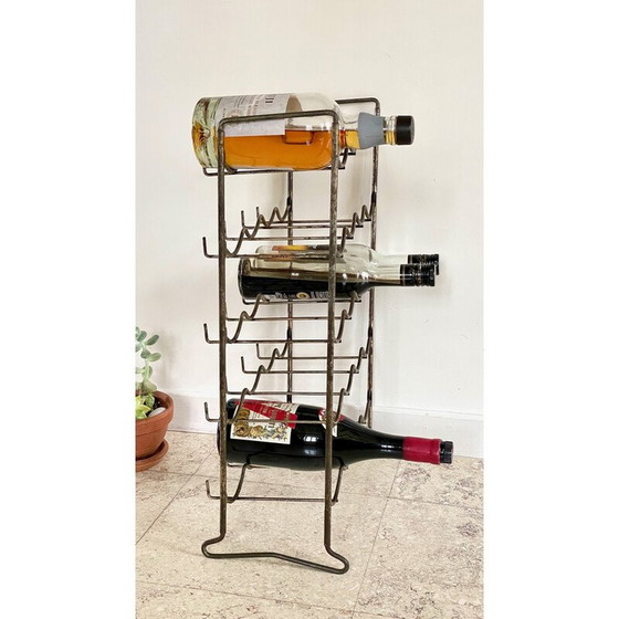 Image 1 of Porte-bouteilles vintage en acier patiné, 1950