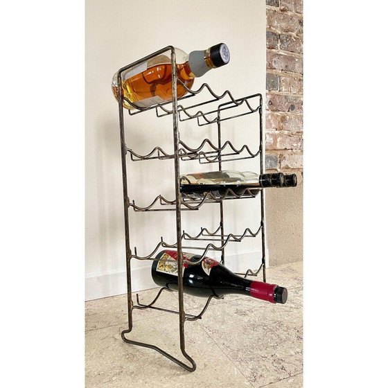 Image 1 of Porte-bouteilles vintage en acier patiné, 1950