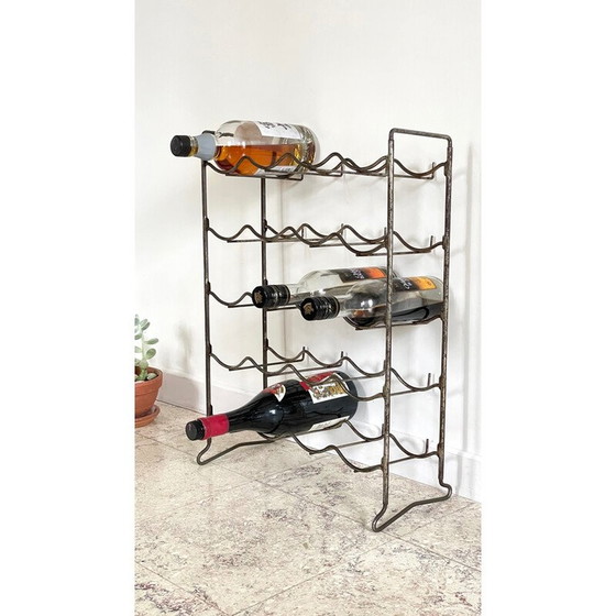 Image 1 of Porte-bouteilles vintage en acier patiné, 1950