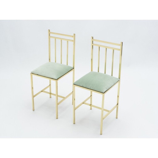Paire de chaises en laiton vintage de Marc Duplantier, 1960