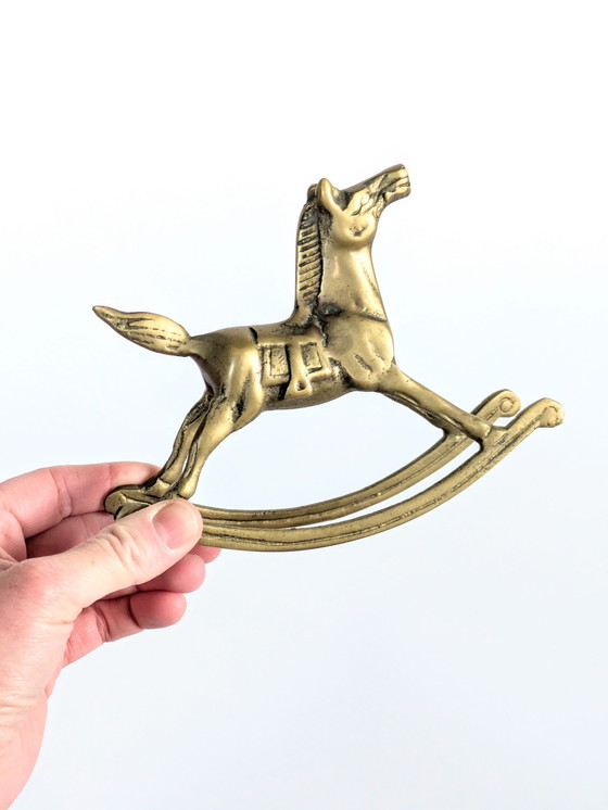 Image 1 of Figurine cheval à bascule | laiton vintage | France 1960's