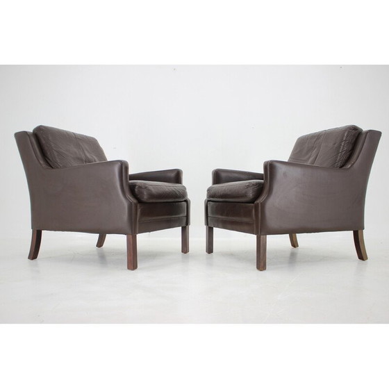 Image 1 of Paire de fauteuils en cuir vintage, Danemark 1970