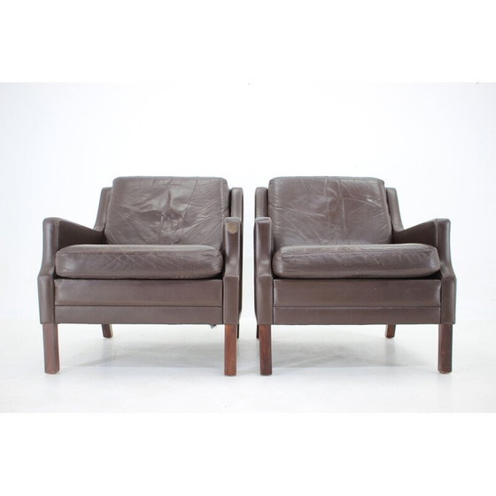 Image 1 of Paire de fauteuils en cuir vintage, Danemark 1970