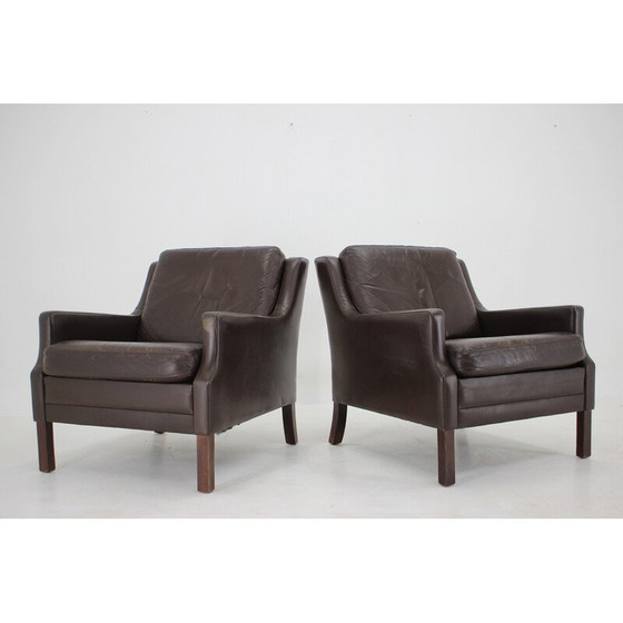 Image 1 of Paire de fauteuils en cuir vintage, Danemark 1970