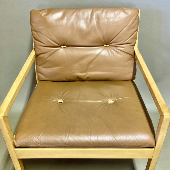 Image 1 of Fauteuil Cuir Design Scandinave "Bernt Petersen" 1960.