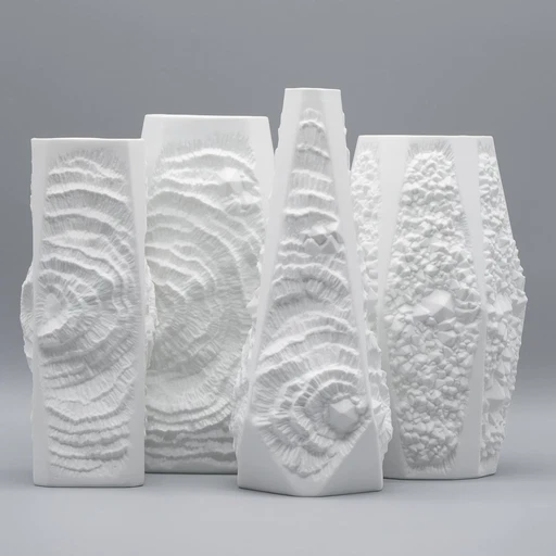 Manfred Frey Ak Kaiser Vase en porcelaine bisque Fossil Ammonit Relief Opart Quartet