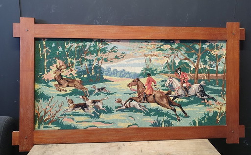1760 Broderie Vintage avec scène de chasse
