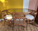 Ensemble bistro vintage en rotin