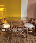 Ensemble bistro vintage en rotin