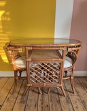 Ensemble bistro vintage en rotin