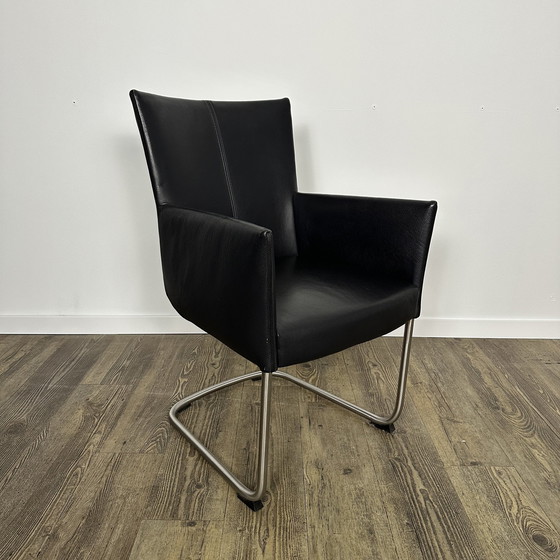 Image 1 of 4X Chaises de salle à manger Luxe Bert Plantagie / Cuir noir / Neuves