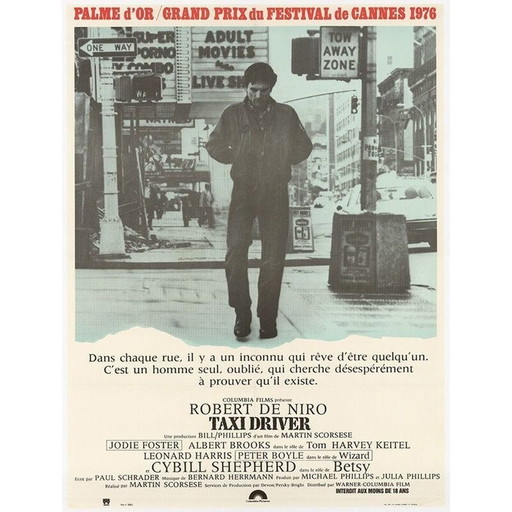 Affiche originale vintage 1ère impression chauffeur de taxi, 1976