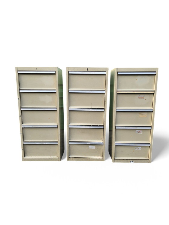 Image 1 of Ensemble De 3 Meubles Métalliques À Clapets Vintage 70'S